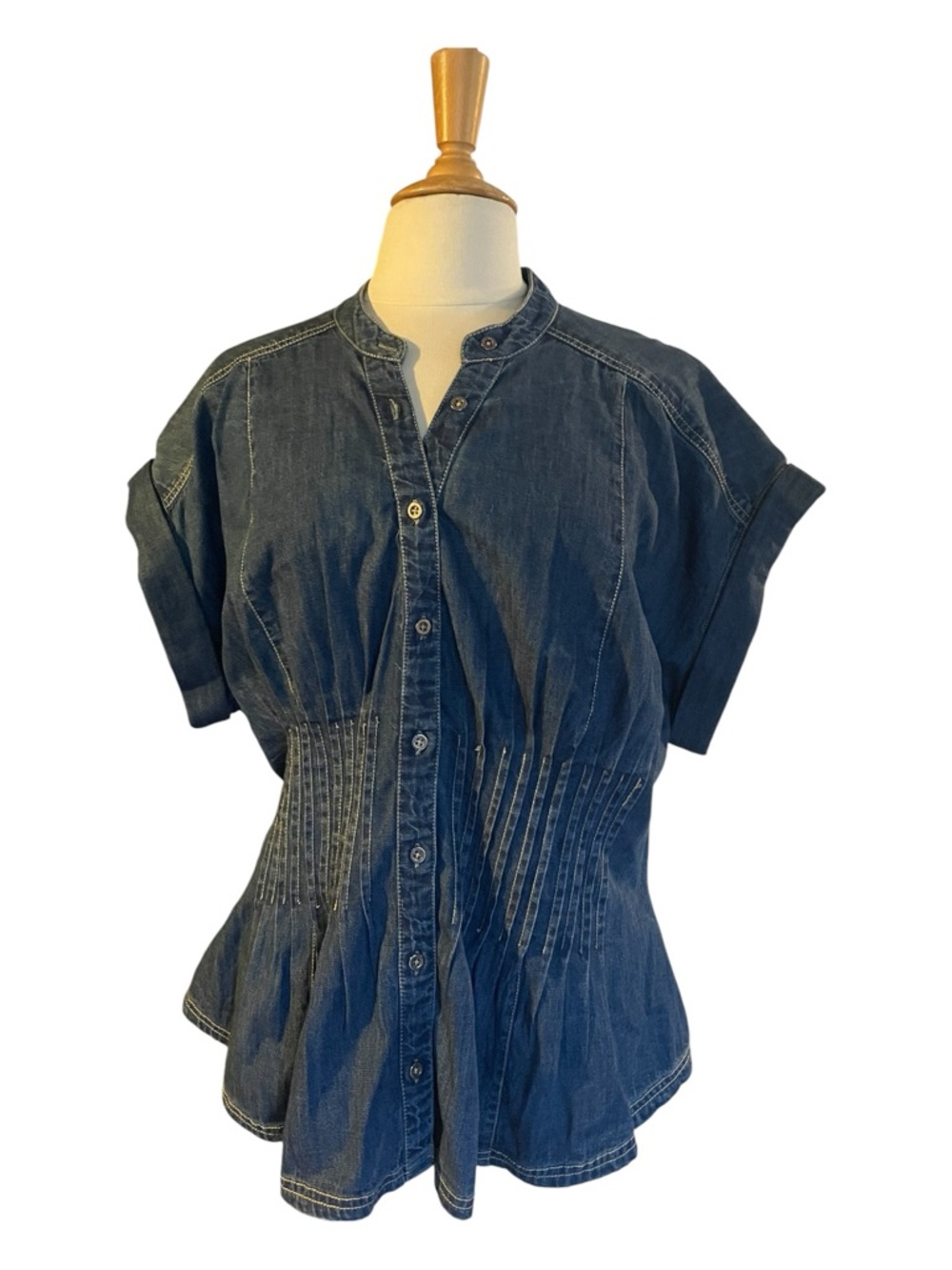 Pilcro The Linden Denim Blouse Top Size XL